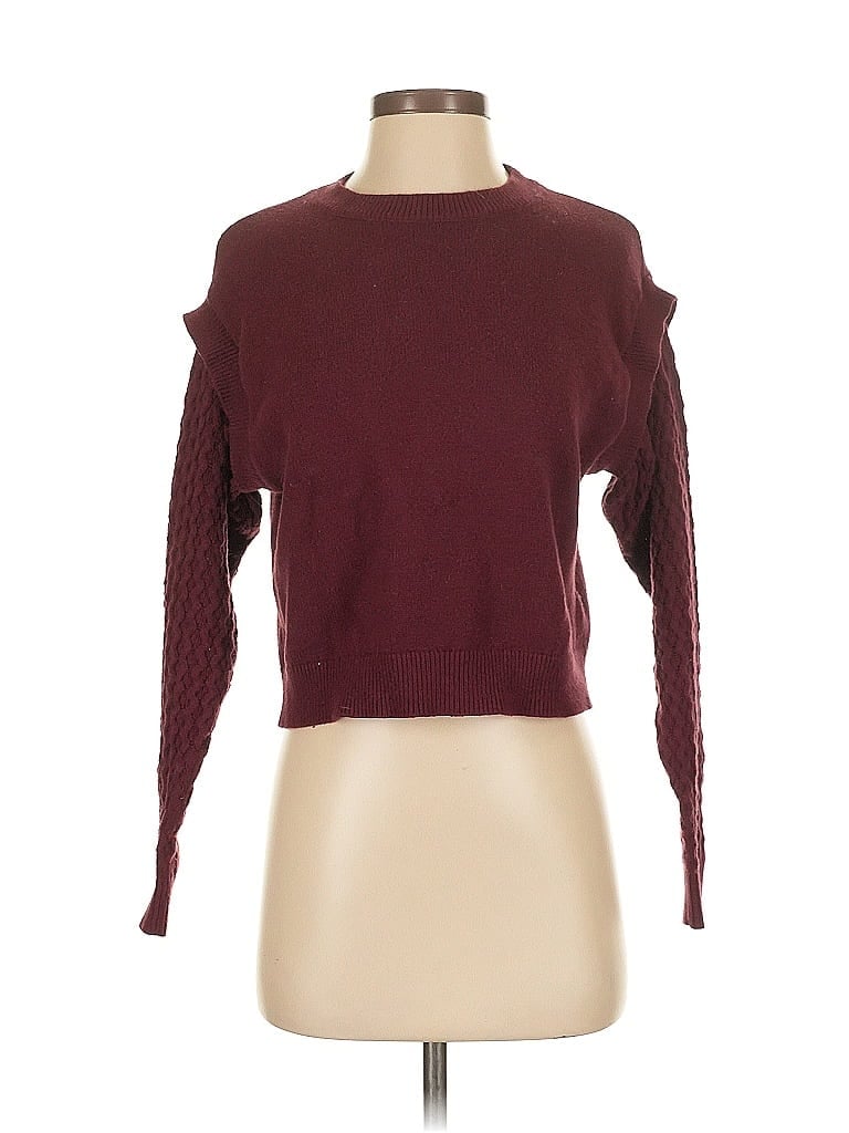 Pre-owned Open Edit Cardigan Sweater In Burgundy