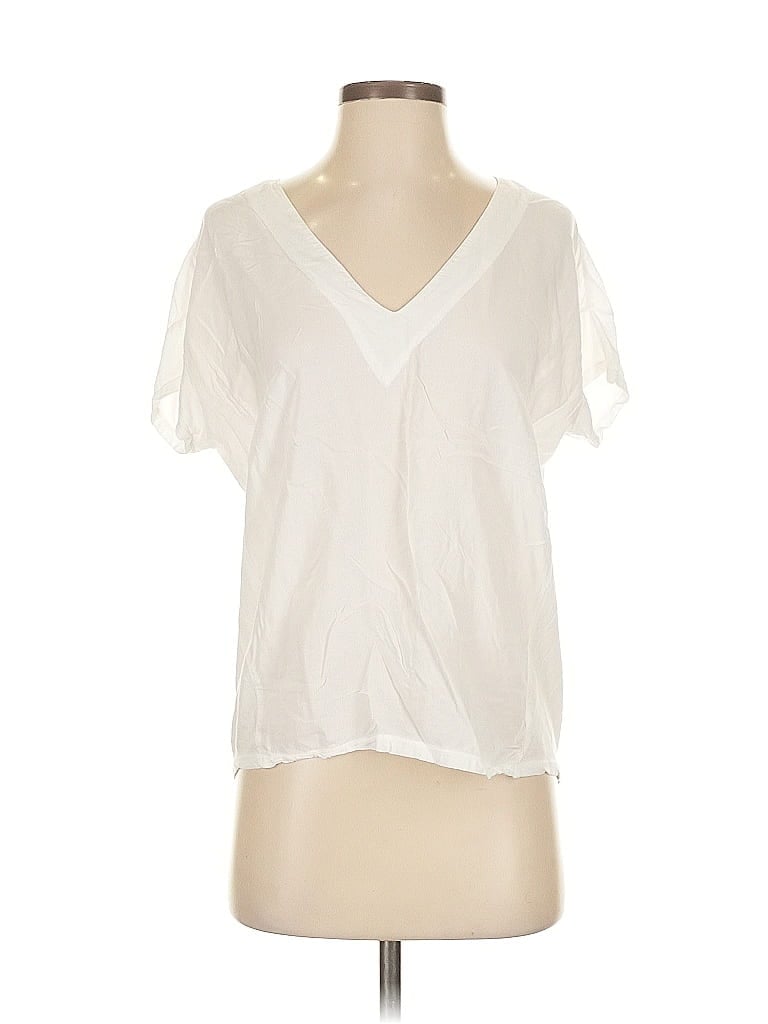 Pre-owned Splendid Short Sleeve Blouse In White