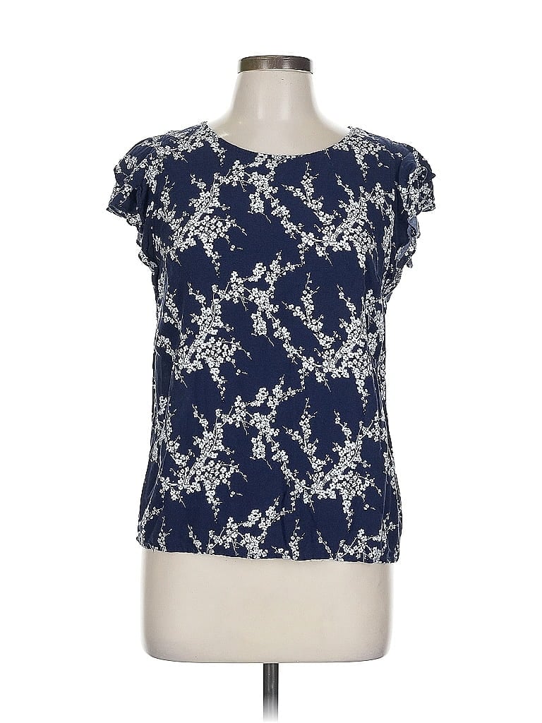 Pre-owned Rose & Thyme Short Sleeve Top Blue Boatneck Tops