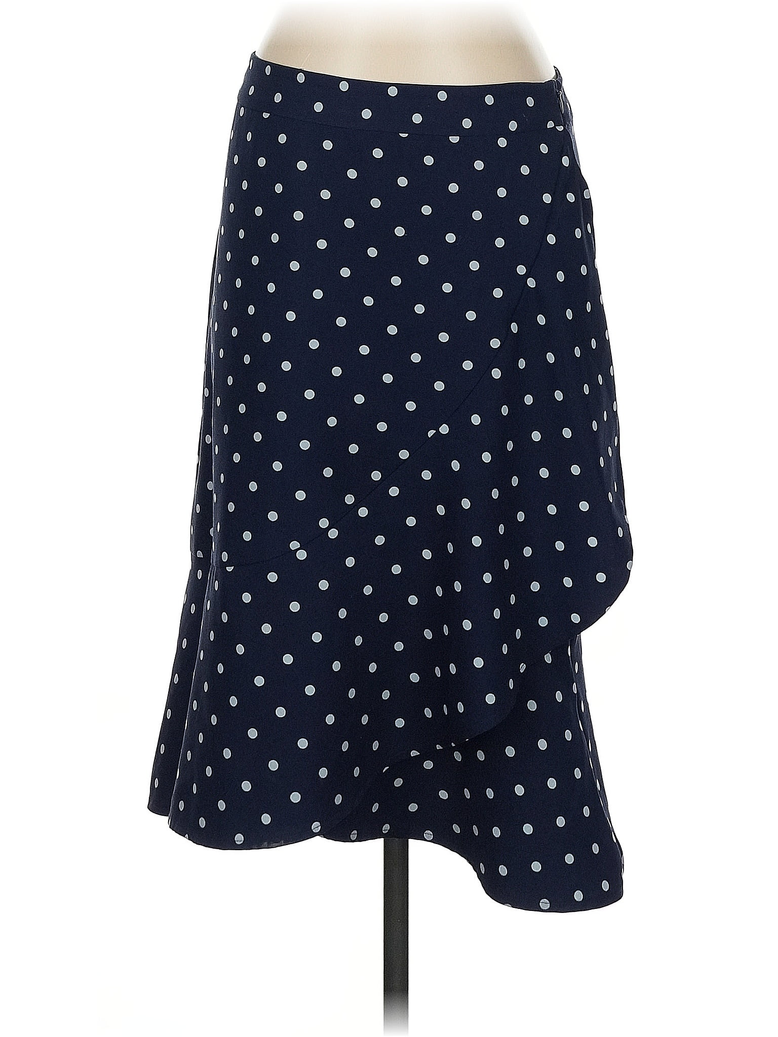 Banana Republic Factory Store 100% Polyester Polka Dots Blue Casual Skirt Size 2