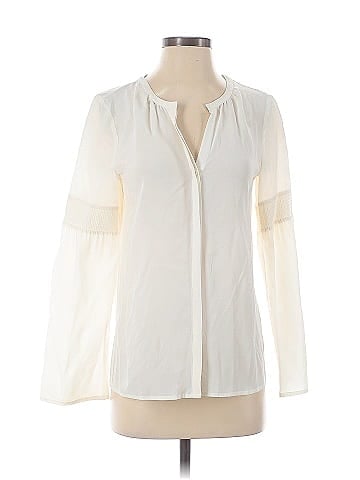 Ecru Long Sleeve Silk Top (view 1)