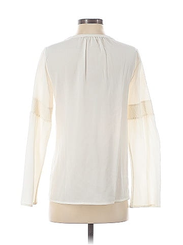 Ecru Long Sleeve Silk Top (view 2)