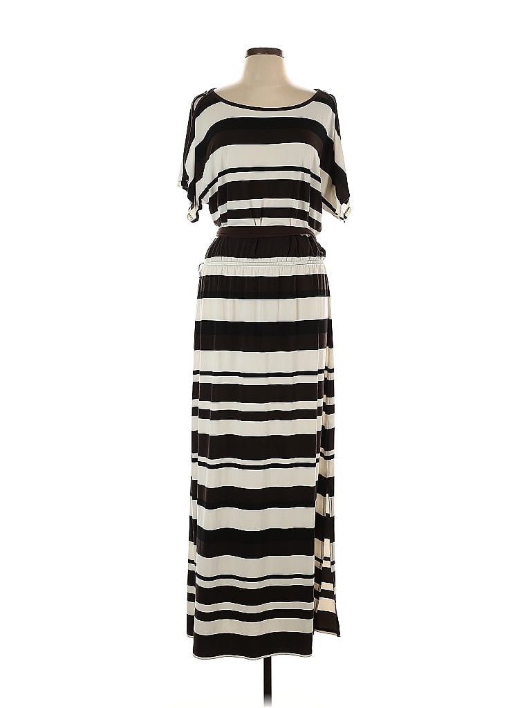Chico's Stripes Black Brown Casual Dress Size L - photo 1