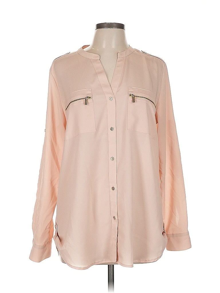 Pre-owned Calvin Klein Long Sleeve Blouse In Pink