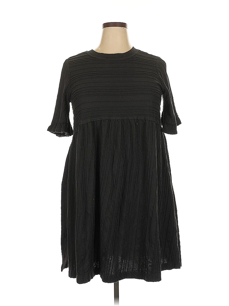 Terra & Sky Solid Black Casual Dress Size 0X - photo 1