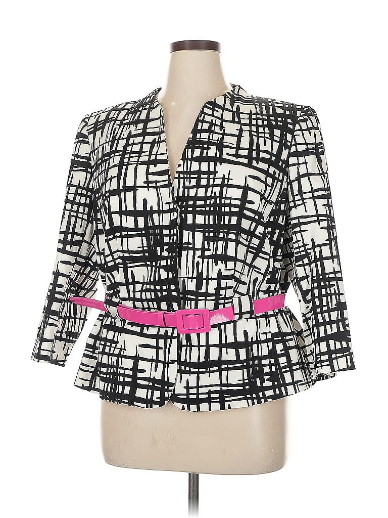 Tahari by ASL Graphic White Blazer Size 16 - photo 1