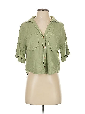 Zara 3/4 Sleeve Button-Down Shirt (view 1)