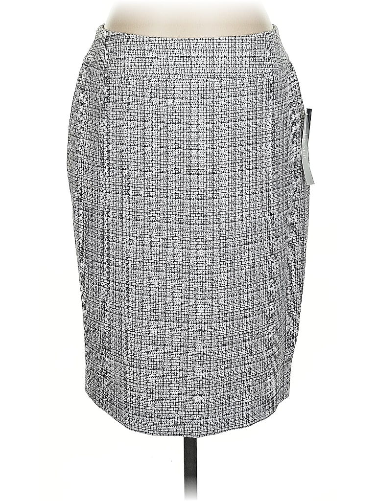 Le Suit 100% Polyester Houndstooth Gray Casual Skirt Size 4 - photo 1