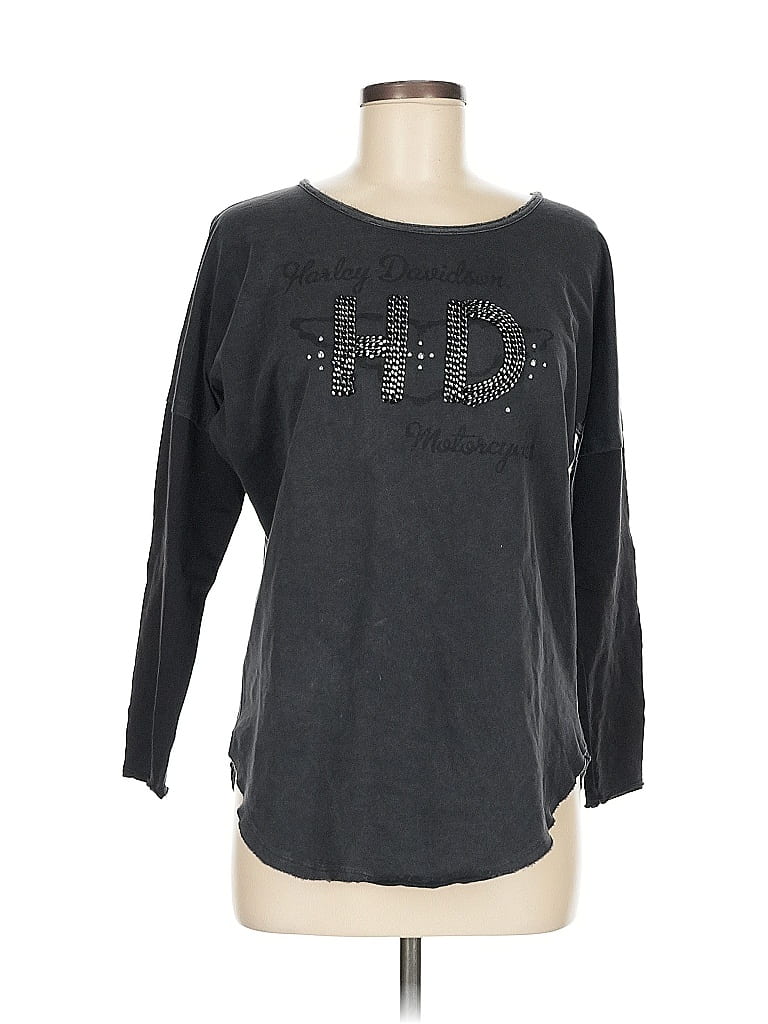 Harley Davidson 100% Cotton Gray Black 3/4 Sleeve T-Shirt Size M - photo 1