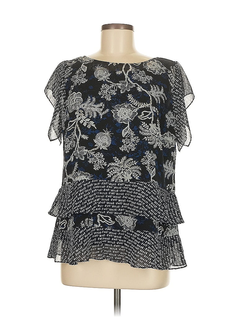 Pre-owned Cabi Short Sleeve Blouse In Black