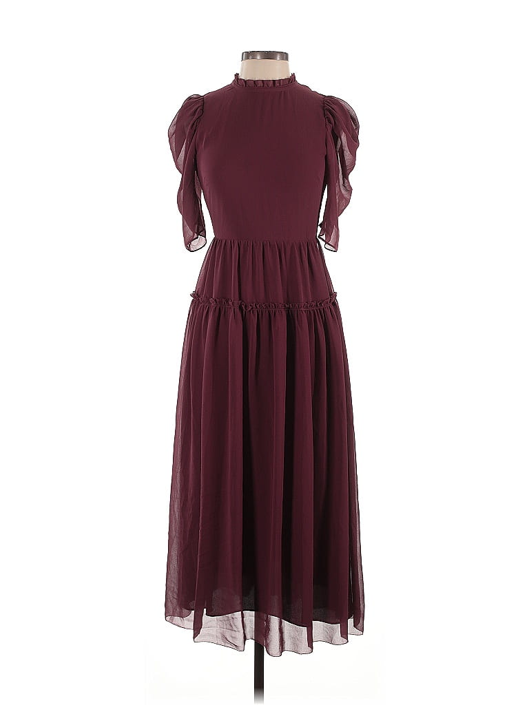 Wilfred 100% Recycled Polyester Solid Burgundy Cocktail Dress Size 0 - photo 1