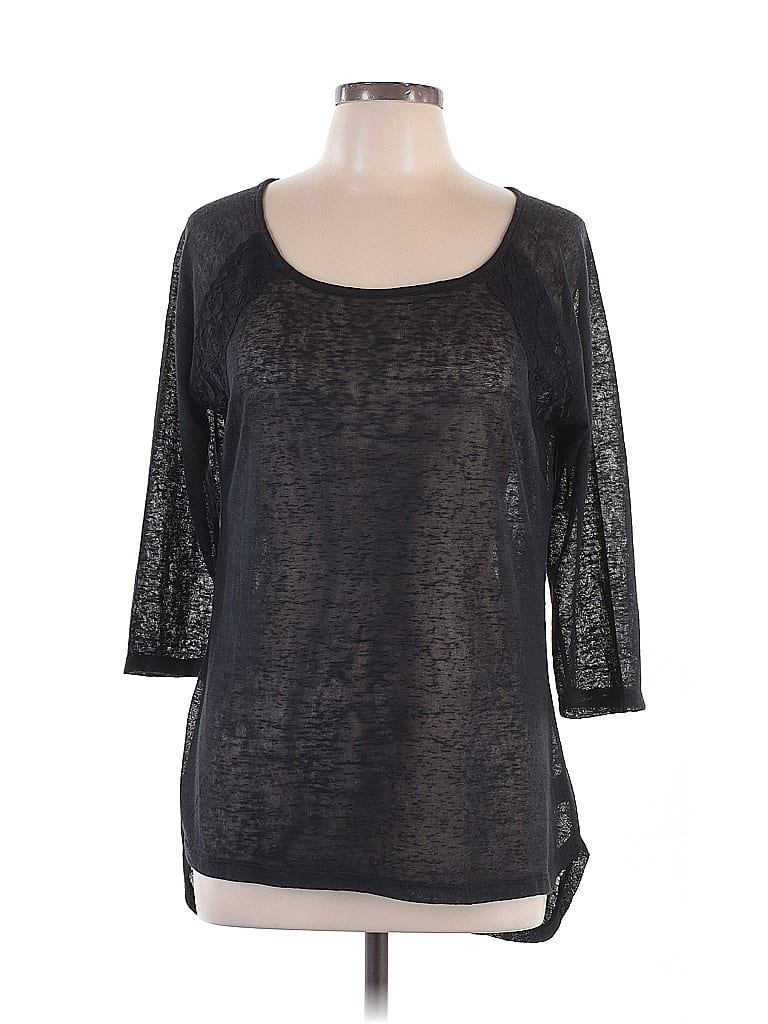 Wallflower 100% Polyester Black 3/4 Sleeve Top Size L - photo 1