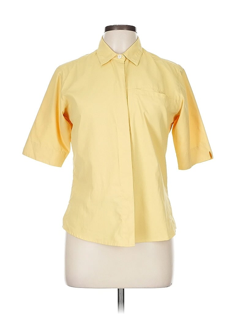 Mountain Hardwear 100% Polyester Yellow Short Sleeve Blouse Size 8 - photo 1