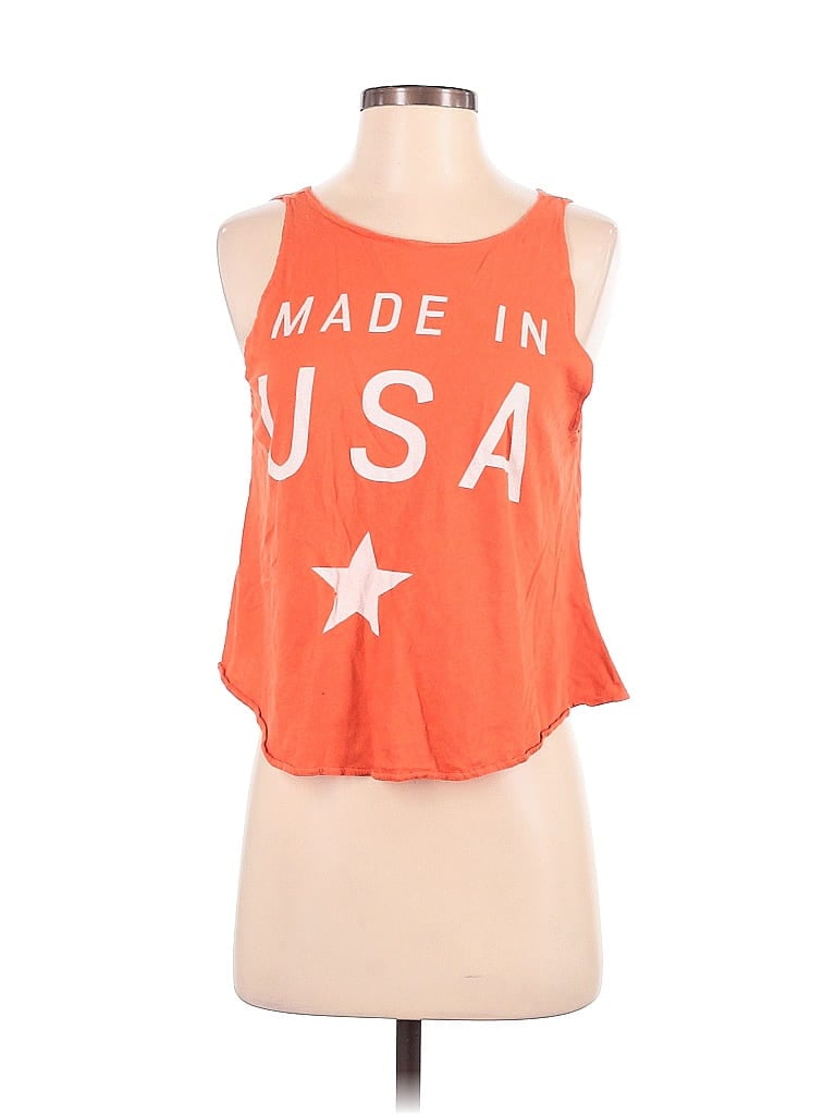 Wildfox 100% Cotton Orange Sleeveless T-Shirt Size S - photo 1