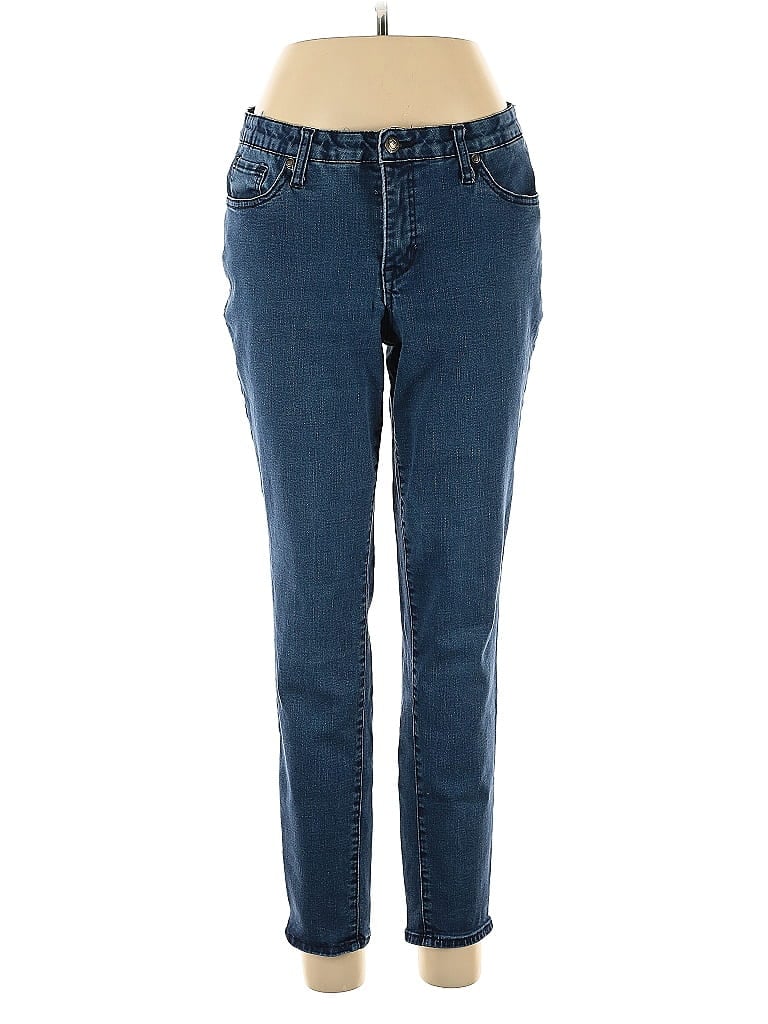 Woman Within Solid Blue Jeans Size 14 - photo 1