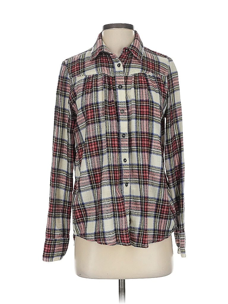 Pre-owned Free People Long Sleeve Button Down Shirt In White