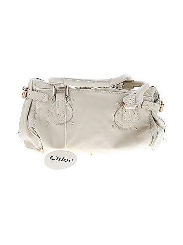Chloé White Pebbled Leather Paddington Shoulder Bag (view 1)