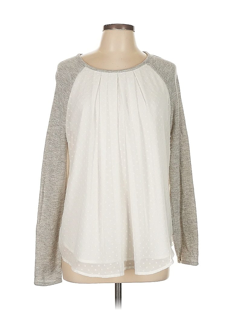 Sunday in Brooklyn 100% Polyester Gray Long Sleeve Blouse Size L - photo 1