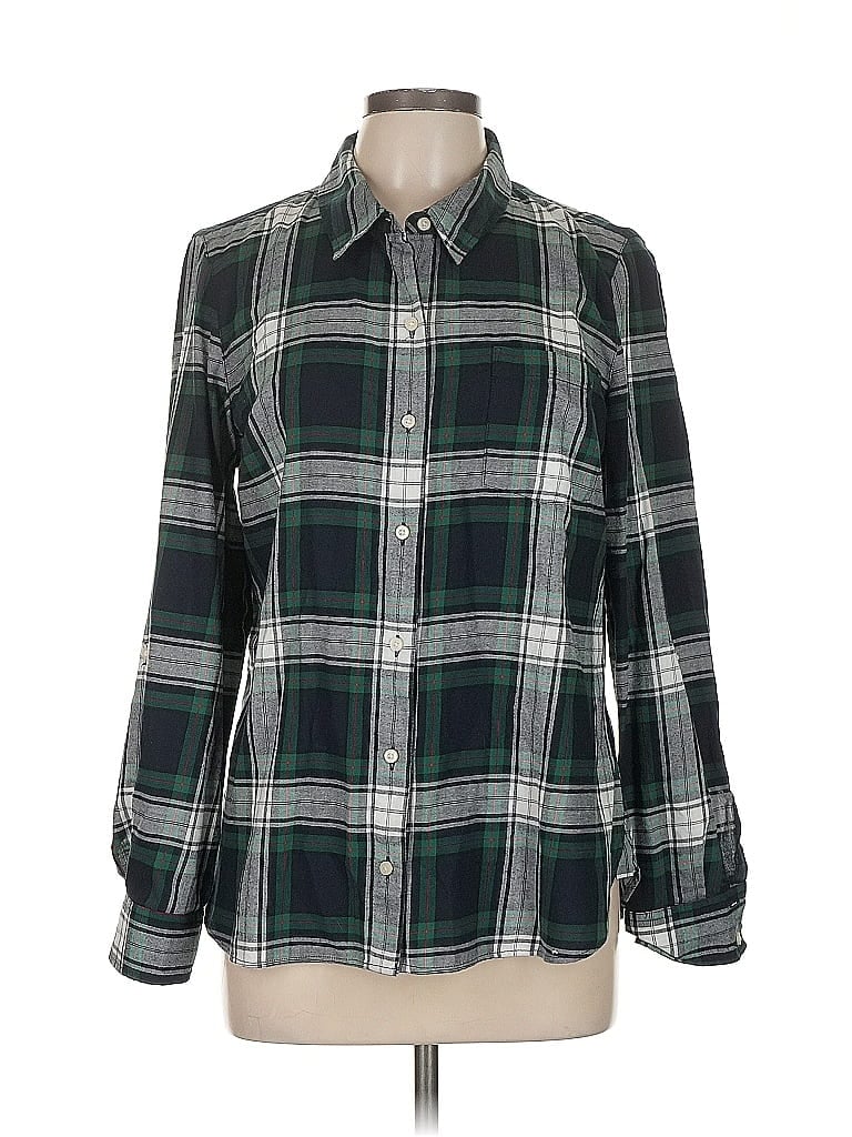 Pre-owned Tommy Hilfiger Long Sleeve Button Down Shirt In Green