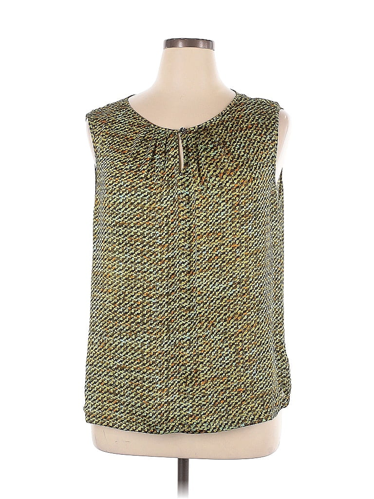 Tahari by ASL 100% Polyester Green Sleeveless Blouse Size XL - photo 1