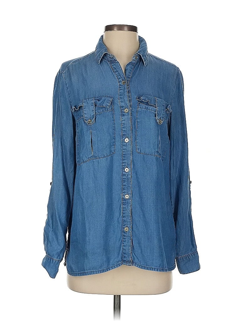 Pre-owned Michael Michael Kors Long Sleeve Button Down Shirt In Blue