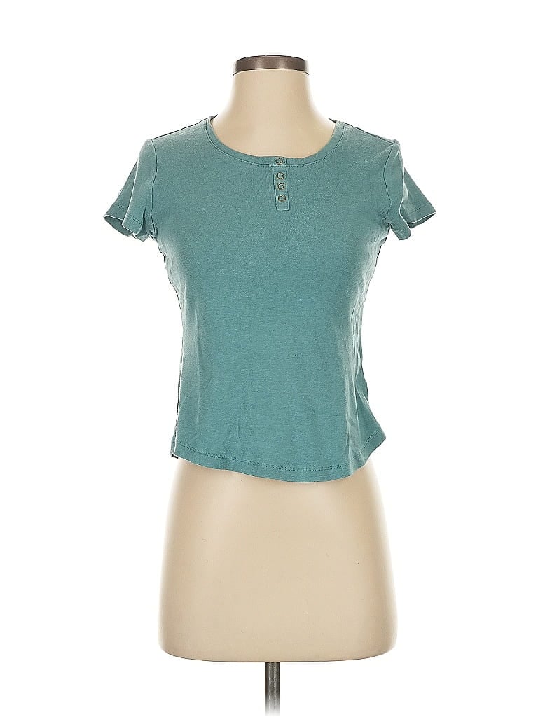 Pre-owned Assorted Brands Short Sleeve Henley Shirt In Blue