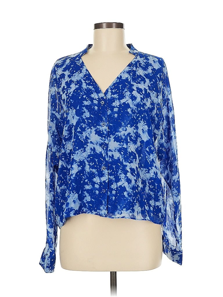 Pre-owned Calvin Klein Long Sleeve Blouse In Blue