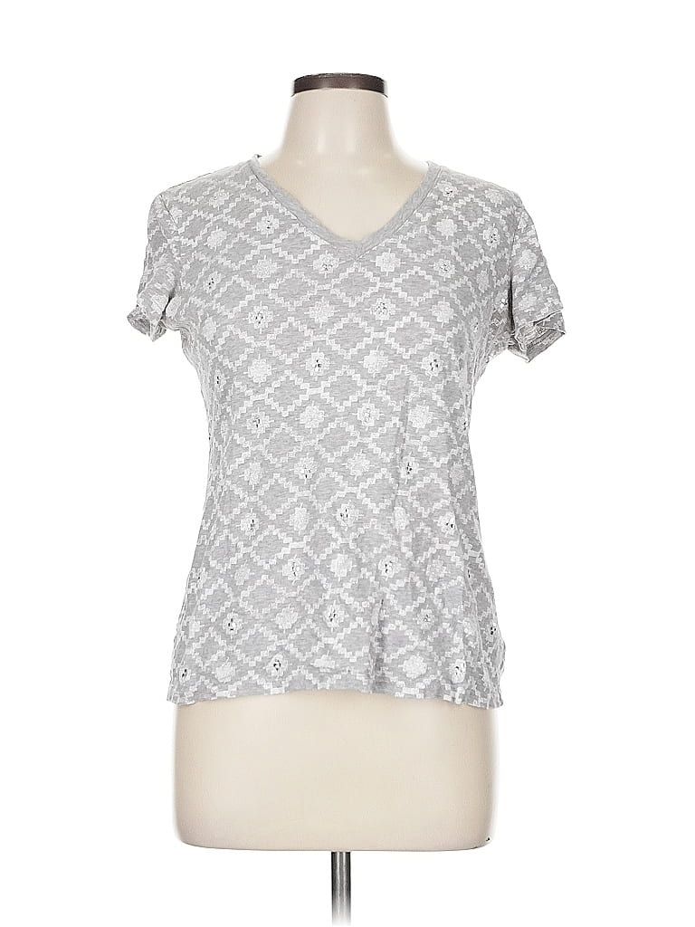 G.H. Bass & Co. 100% Cotton Argyle Silver Gray Short Sleeve T-Shirt Size M - photo 1