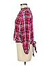 Soho JEANS NEW YORK & COMPANY 100% Rayon Plaid Pink Long Sleeve Blouse Size M - photo 5