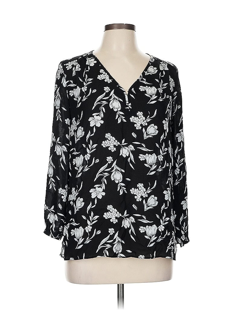 Pre-owned Adrienne Vittadini 3/4 Sleeve Blouse In Black