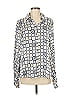 Etcetera 100% Viscose Print Silver Long Sleeve Blouse Size 8 - photo 1