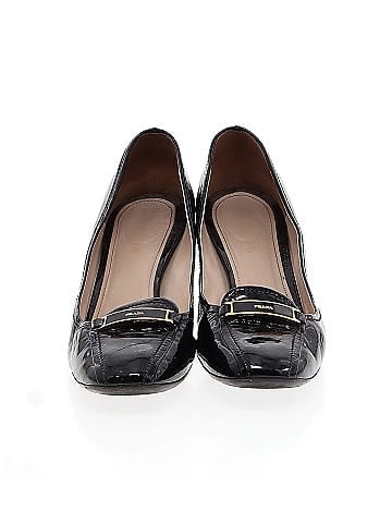 Prada Patent Leather Block-Heel Loafer Pumps 75mm (view 2)