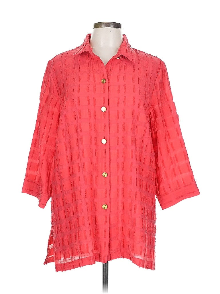 Click to view more detailed imagery on our partner's website Pre-owned Chico's 3/4 Sleeve Button Down Shirt In Red