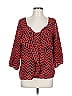 mYTH 100% Polyester Chevron-herringbone Red 3/4 Sleeve Blouse Size L - photo 1