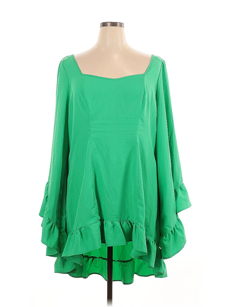 Shein Green Long Sleeve Blouse main image 1