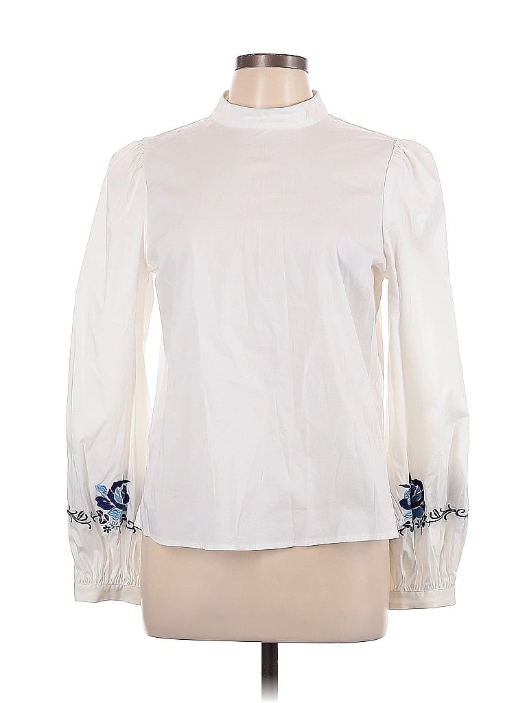 Pre-owned Eva Longoria Long Sleeve Blouse In White