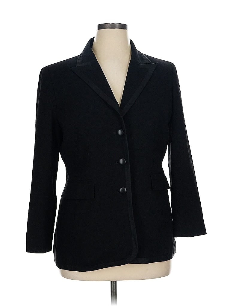 Doncaster Collection 100% Silk Black Silk Blazer Size 14 - photo 1