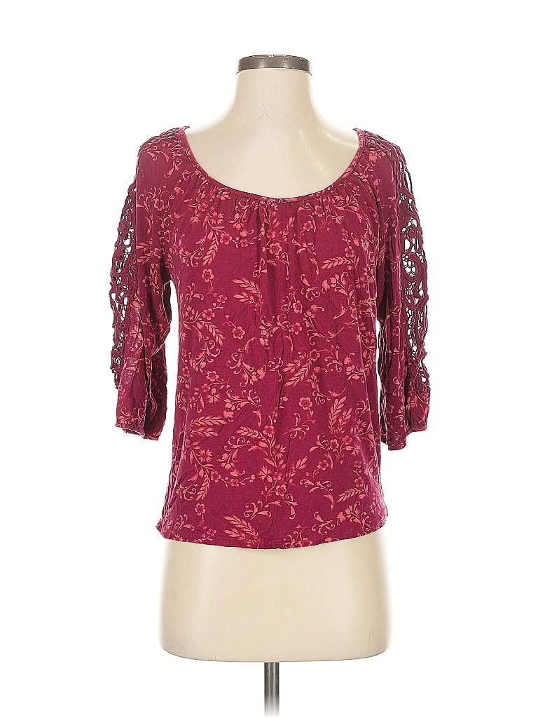 Lauren Conrad 100% Rayon Burgundy Pink 3/4 Sleeve Top Size S - photo 1