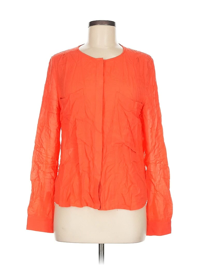 Pre-owned Maeve Long Sleeve Blouse In Orange