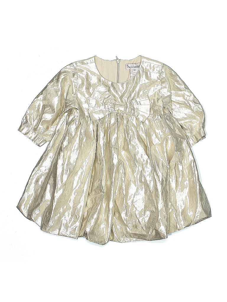 Halabaloo 100% Cotton Metallic Silver Dress Size 3T - photo 1