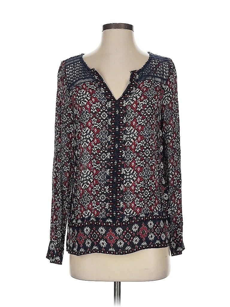 Pre-owned Lucky Brand Long Sleeve Blouse In Black