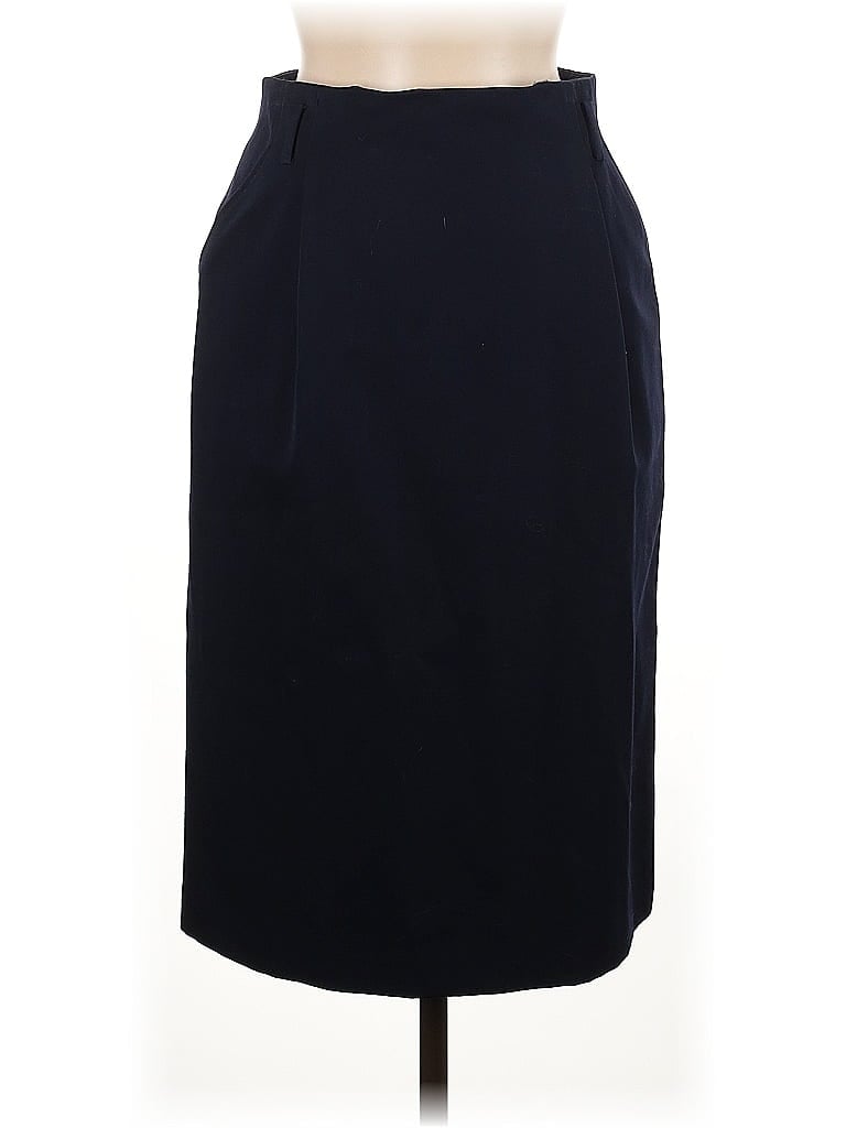 Pre-owned Linda Allard Ellen Tracy Wool Skirt In Blue