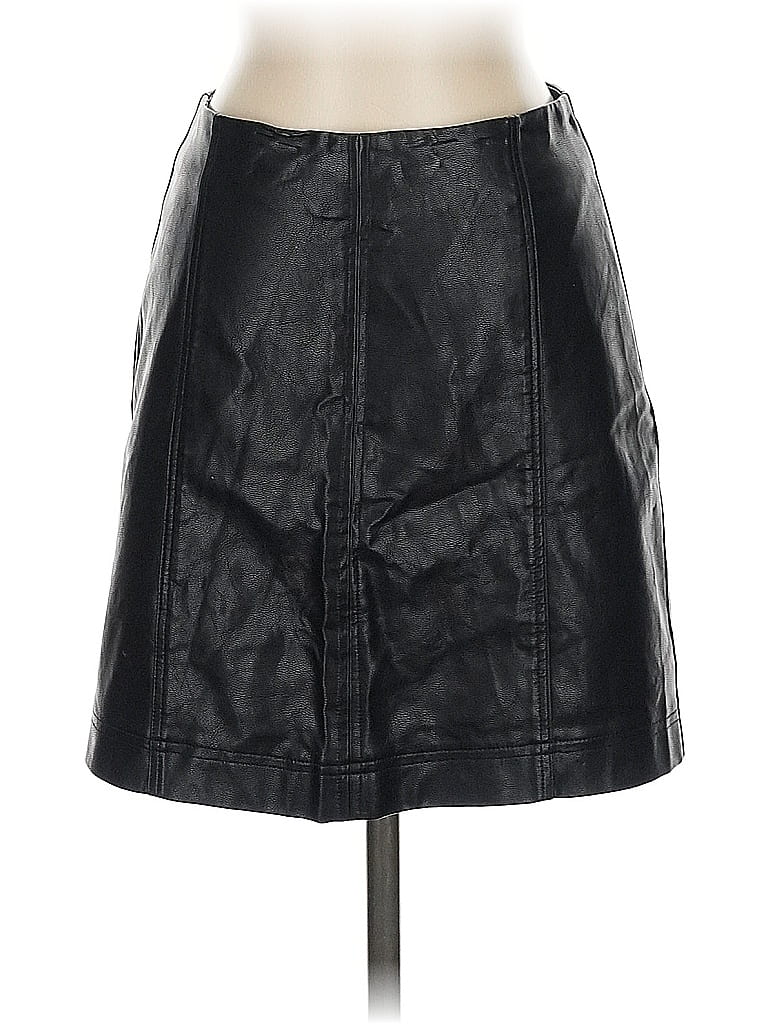 Pre-owned She + Sky Faux Leather Skirt In Black