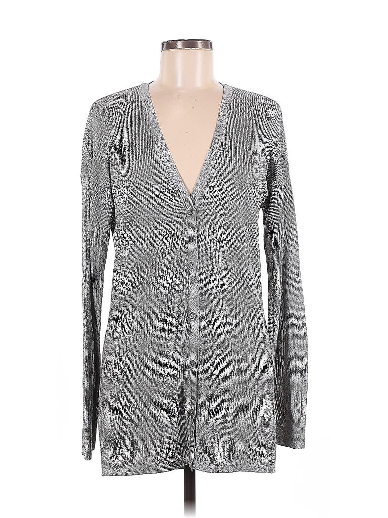 Pre-owned Linda Allard Ellen Tracy Cardigan Sweater In Gray