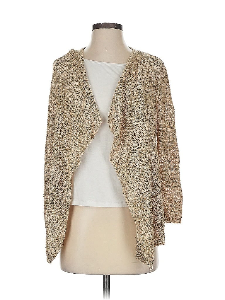 Pre-owned Hearts Of Palm Woman Cardigan Sweater In Gold