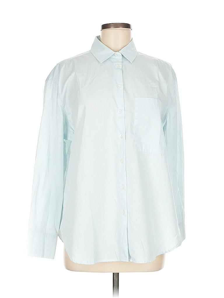 AYR 100% Cotton Blue Long Sleeve Button-Down Shirt Size M - photo 1