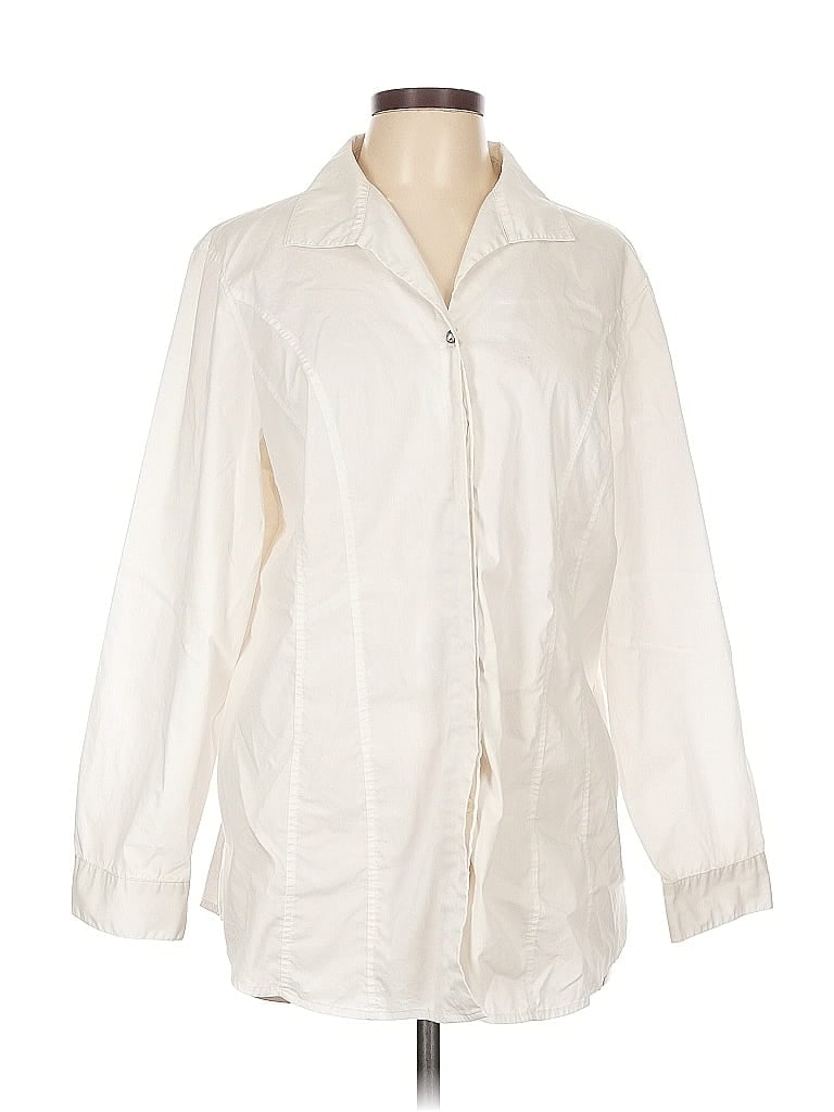 Pre-owned Chico's Long Sleeve Blouse In White