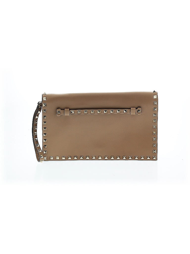 Valentino Garavani 100% Leather Tan Nappa Rockstud Wristlet Clutch One size - photo 1