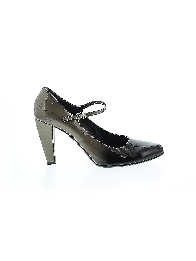 Prada Black Gray Patent Leather Mary Jane Pumps 100mm Size EU 39 1/2 - photo 1