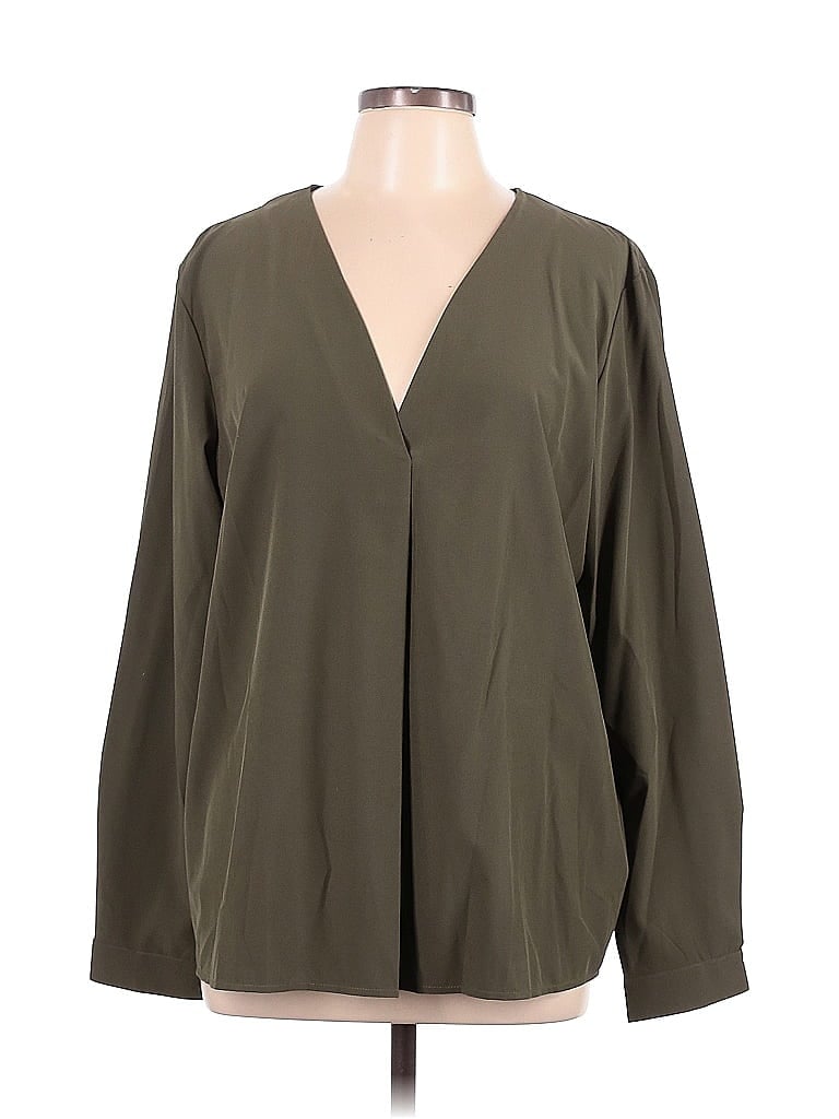 Pre-owned Lands' End Long Sleeve Blouse In Green